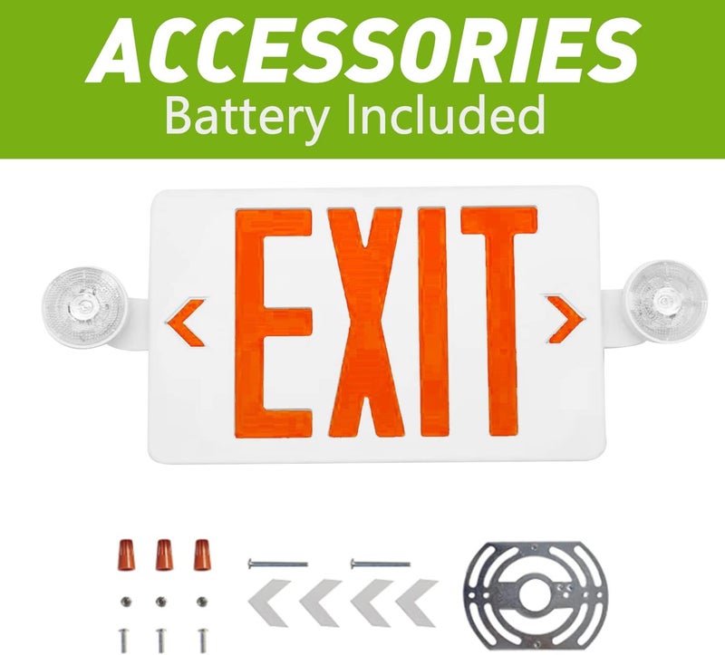 OSTEK 4 Pack Red LED Exit Sign with Emergency Lights, Two Adjustable Head Emergency Exit Lights with Battery Backup, Dual LED Lamp ABS Fire Resistance UL-Listed 120-277V - Image 2